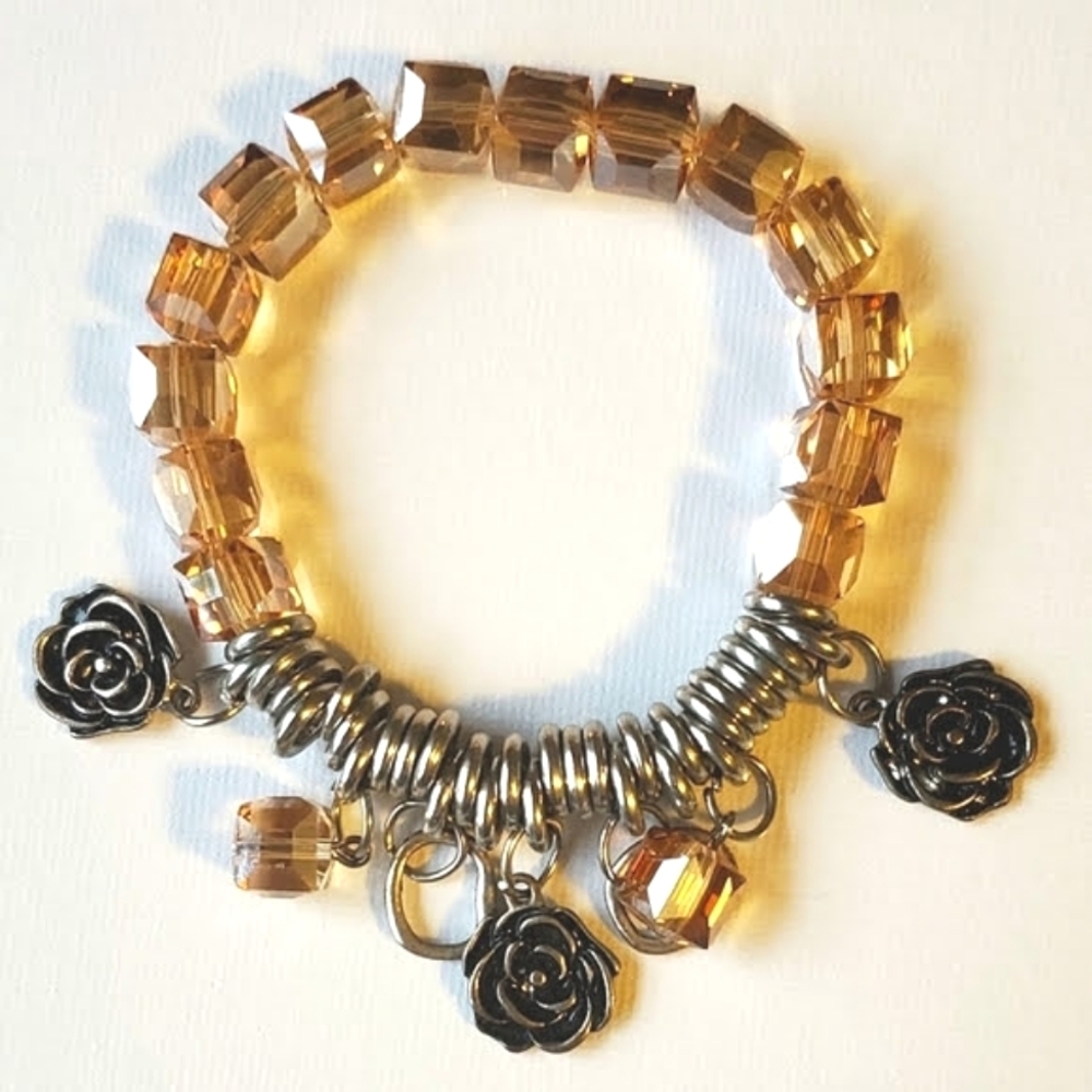 Charming Crystal and Rose Bracelet